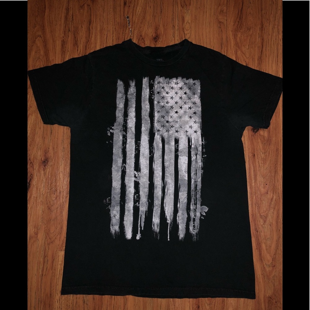 Black t shirt with American Flag design